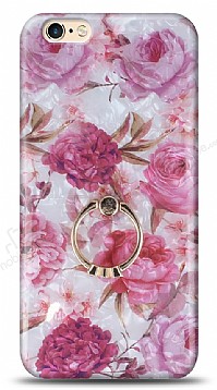 Eiroo Satin iPhone 6 / 6S Pink Roses Yzk Tutuculu Silikon Klf