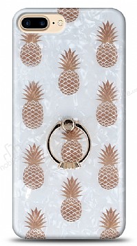 Eiroo Satin iPhone 7 Plus / 8 Plus Pineapple Yzk Tutuculu Silikon Klf