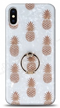 Eiroo Satin iPhone XS Max Pineapple Yzk Tutuculu Silikon Klf