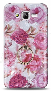 Eiroo Satin Samsung Galaxy J7 / Galaxy J7 Core Pink Roses Yzk Tutuculu Silikon Klf