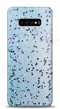 Eiroo Sparkle Samsung Galaxy S10 Plus Iltl Mavi Silikon Klf