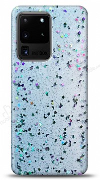 Eiroo Sparkle Samsung Galaxy S20 Ultra Iltl Mavi Silikon Klf