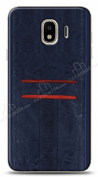 Eiroo Wallet Samsung Galaxy J4 Deri Grnml Mavi Silikon Klf