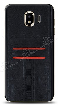 Eiroo Wallet Samsung Galaxy J4 Deri Grnml Siyah Silikon Klf