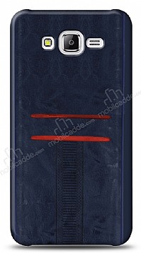 Eiroo Wallet Samsung Galaxy J7 / Galaxy J7 Core Deri Grnml Mavi Silikon Klf