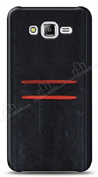 Eiroo Wallet Samsung Galaxy J7 / Galaxy J7 Core Deri Grnml Siyah Silikon Klf