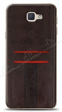Eiroo Wallet Samsung Galaxy J7 Prime / J7 Prime 2 Deri Grnml Kahverengi Silikon Klf