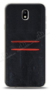 Eiroo Wallet Samsung Galaxy J7 Pro 2017 Deri Grnml Siyah Silikon Klf