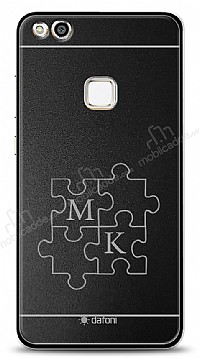 Dafoni Metal Huawei P10 Lite ift Harf Puzzle Kiiye zel Klf