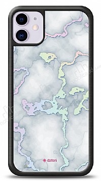 Dafoni Hologram iPhone 11 Beyaz Mermer Desenli Klf