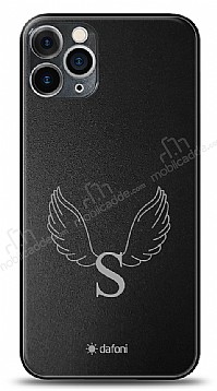 Dafoni Metal iPhone 11 Pro Angel Wing Tek Harf Kiiye zel Klf