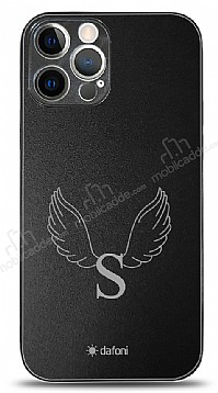 Dafoni Metal iPhone 12 Pro 6.1 in Angel Wing Tek Harf Kiiye zel Klf