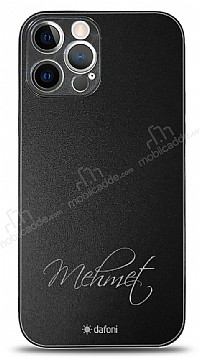 Dafoni Metal iPhone 12 Pro Max 6.7 in El Yazs simli Kiiye zel Klf