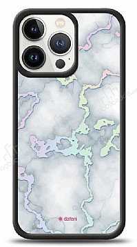 Dafoni Hologram iPhone 13 Pro Beyaz Mermer Desenli Klf