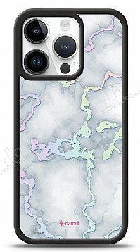 Dafoni Hologram iPhone 14 Pro Beyaz Mermer Desenli Klf