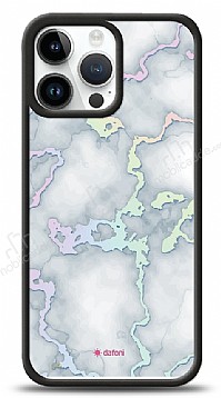 Dafoni Hologram iPhone 14 Pro Max Beyaz Mermer Desenli Klf
