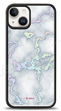 Dafoni Hologram iPhone 15 Beyaz Mermer Desenli Klf