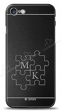 Dafoni Metal iPhone SE 2022 / 8 ift Harf Puzzle Kiiye zel Klf