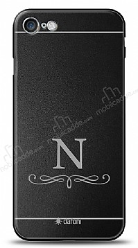 Dafoni Metal iPhone SE 2022 / 8 Floral Desen Tek Harf Kiiye zel Klf