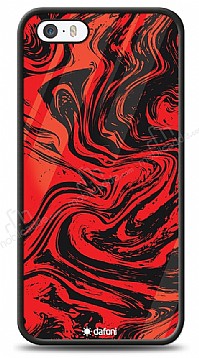 Dafoni Glossy iPhone SE / 5 / 5S Red Marble Klf