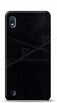 Samsung Galaxy A10 Silikon Kenarl Kartlkl Siyah Deri Klf