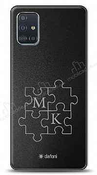 Dafoni Metal Samsung Galaxy A51 ift Harf Puzzle Kiiye zel Klf