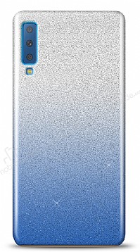 Samsung Galaxy A7 2018 Simli Mavi Silikon Klf