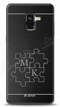 Dafoni Metal Samsung Galaxy A8 2018 ift Harf Puzzle Kiiye zel Klf