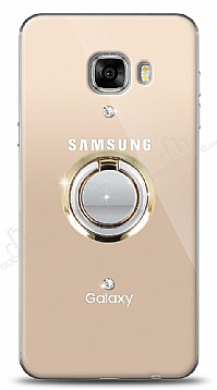 Samsung Galaxy C5 Pro Gold Tutuculu Tal effaf Klf
