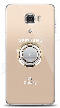Samsung Galaxy C7 Gold Tutuculu Tal effaf Klf