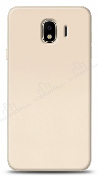 Samsung Galaxy J4 Tam Kenar Koruma Gold Rubber Klf