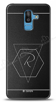 Dafoni Metal Samsung Galaxy J8 Geometrik Harfli Kiiye zel Klf