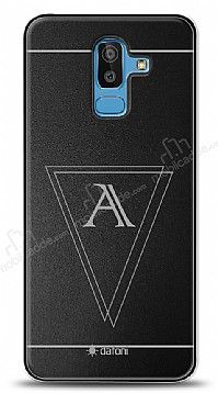 Dafoni Metal Samsung Galaxy J8 Geometrik Tek Harf Kiiye zel Klf