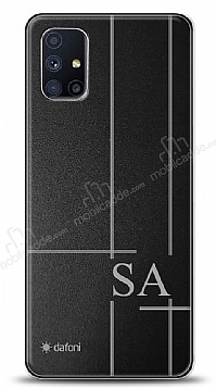 Dafoni Metal Samsung Galaxy M51 Linear ift Harf Kiiye zel Klf