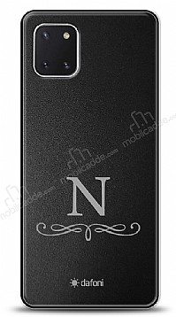 Dafoni Metal Samsung Galaxy Note 10 Lite Floral Desen Tek Harf Kiiye zel Klf
