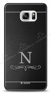 Dafoni Metal Samsung Galaxy Note 5 Floral Desen Tek Harf Kiiye zel Klf