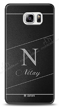 Dafoni Metal Samsung Galaxy Note 5 Linear Tek Harf simli Kiiye zel Klf