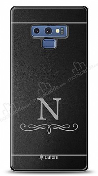 Dafoni Metal Samsung Galaxy Note 9 Floral Desen Tek Harf Kiiye zel Klf