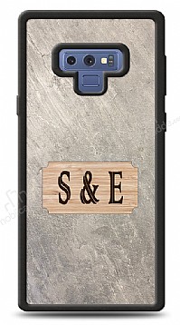 Samsung Galaxy Note 9 Kiiye zel ift Harf Doal Mermer ve Bambu Klf