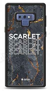 Dafoni Glossy Samsung Galaxy Note 9 Kiiye zel simli Simli Siyah Mermer Klf