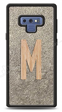 Samsung Galaxy Note 9 Kiiye zel Tek Harf Doal Mermer ve Bambu Klf