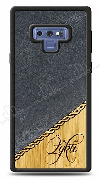 Samsung Galaxy Note 9 Kiiye zel Tek sim Doal Mermer ve Bambu Klf