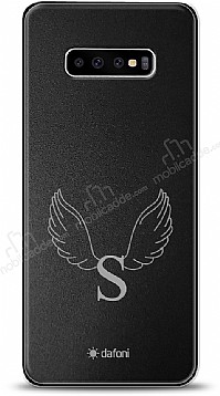 Dafoni Metal Samsung Galaxy S10 Plus Angel Wing Tek Harf Kiiye zel Klf