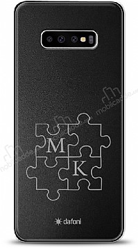 Dafoni Metal Samsung Galaxy S10 Plus ift Harf Puzzle Kiiye zel Klf