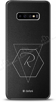 Dafoni Metal Samsung Galaxy S10 Plus Geometrik Harfli Kiiye zel Klf