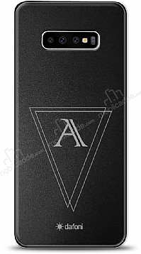 Dafoni Metal Samsung Galaxy S10 Plus Geometrik Tek Harf Kiiye zel Klf