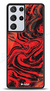 Dafoni Glossy Samsung Galaxy S21 Ultra Red Marble Klf