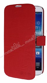 S-Ch Samsung Galaxy Mega 6.3 Standl Czdanl Krmz Deri Klf