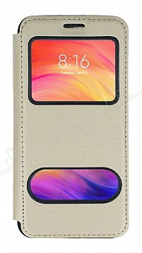 Samsung Galaxy A01 ift Pencereli Kapakl Gold Klf