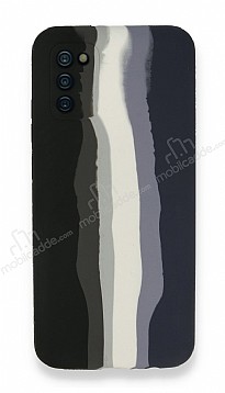 Samsung Galaxy A02s Rainbow Lansman Siyah-Lacivert Silikon Klf